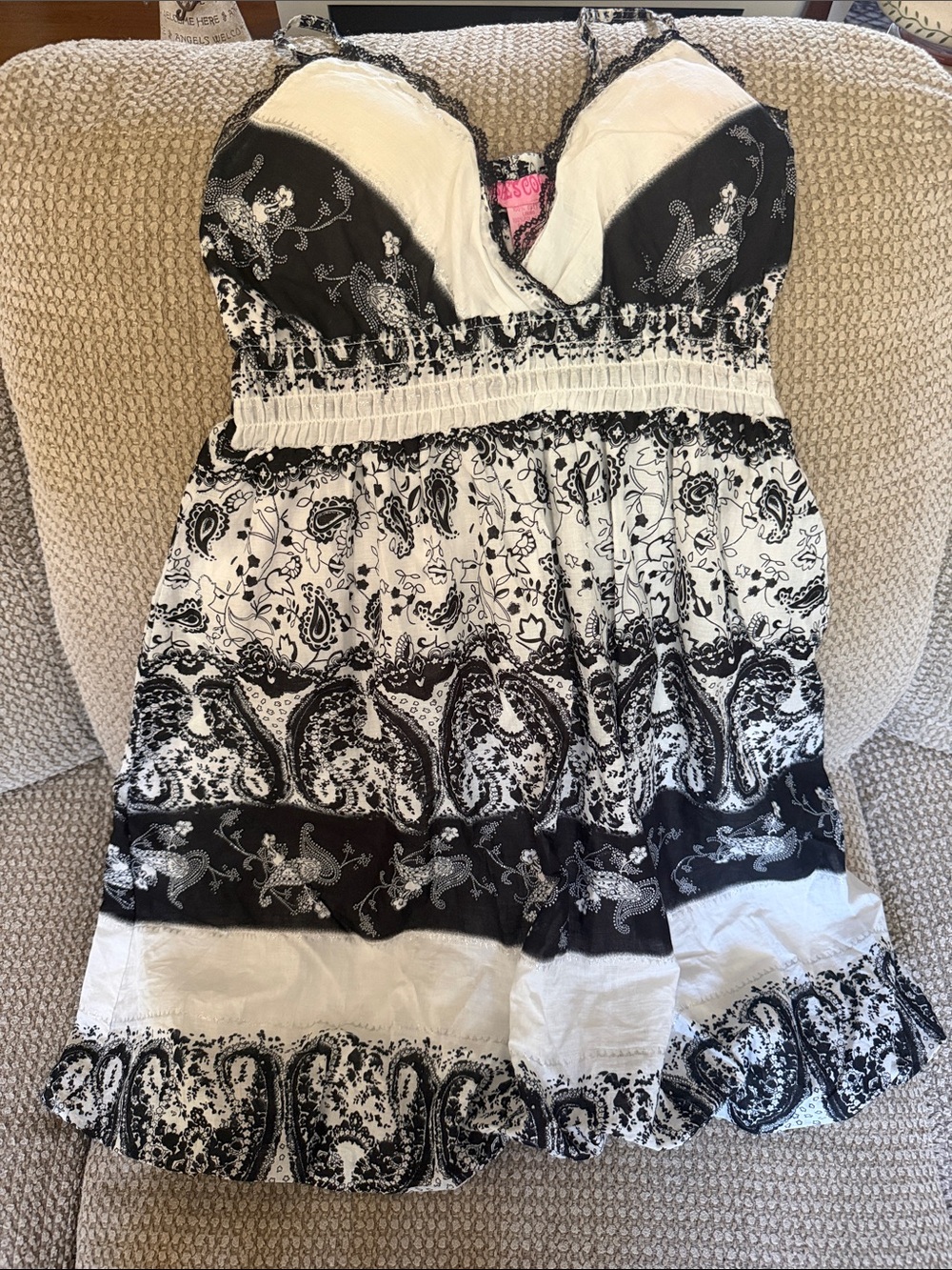 She's Cool Black and White Paisley Casual Sundress
